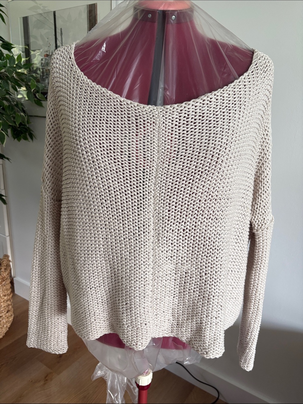 Wooden Ships Cream Off-the-Shoulder Chunky Knit Sweater